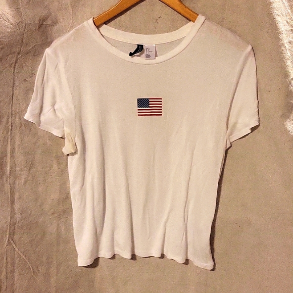 Brandy Melville Tops - American Flag White Top Tee Blouse